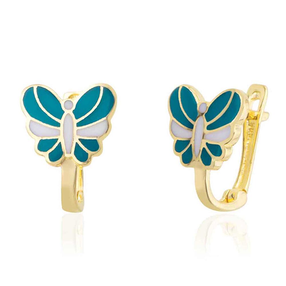 Yeşil Kelebek Mineli Çocuk Küpe - 0040463