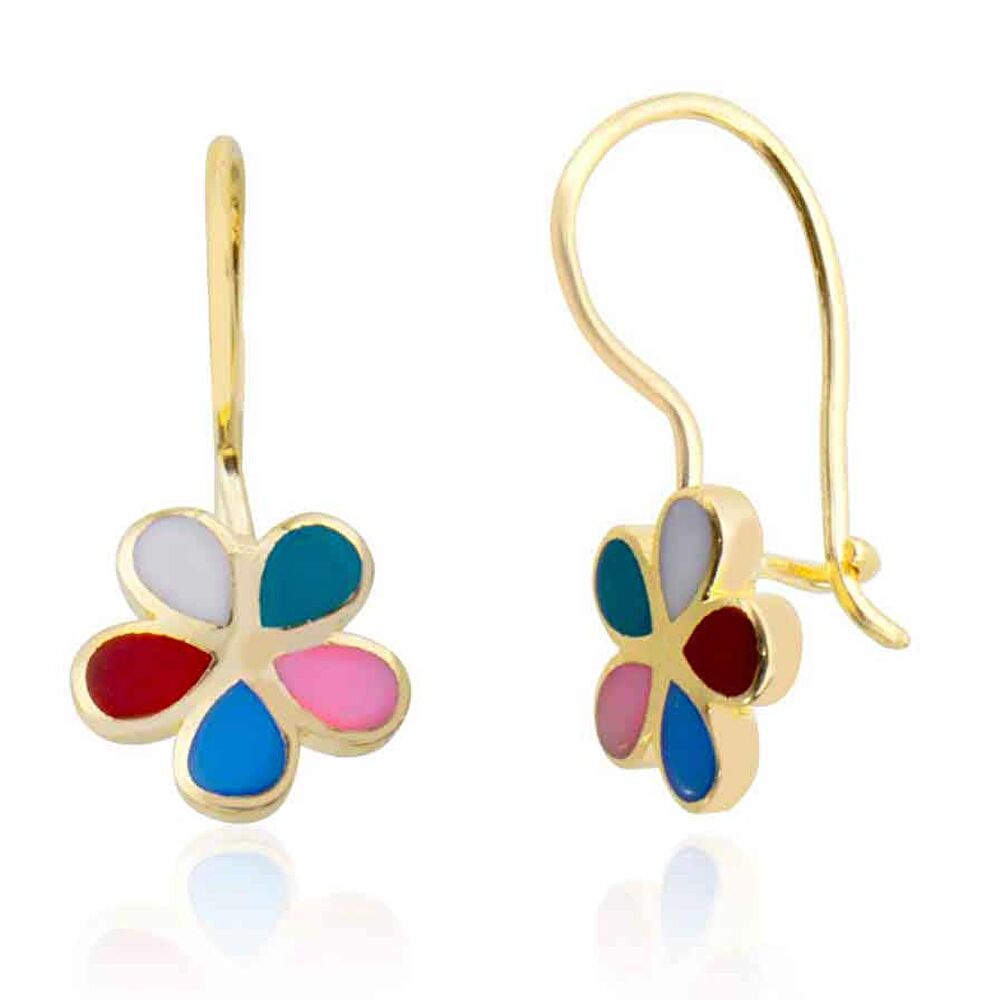 Renkli Çiçek Mineli Çocuk Küpe - 0040469