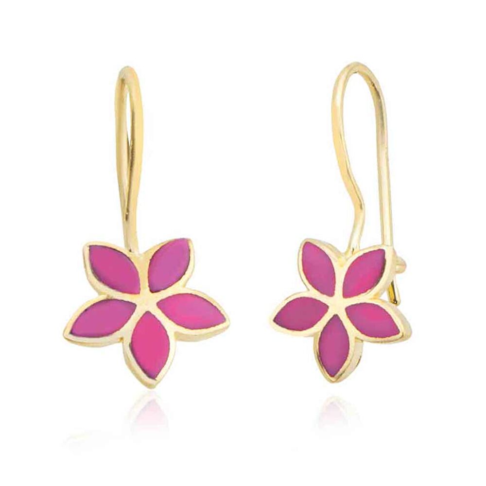 Pembe Çiçek Mineli Çocuk Küpe - 0040474