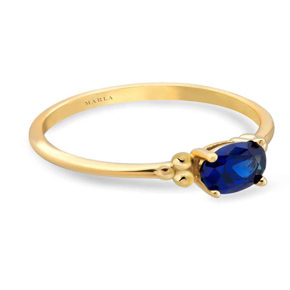 Renkli Oval Taşlı Tektaş Yüzük - 0001226