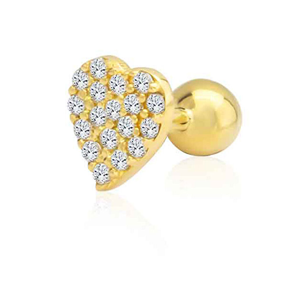 Altın Taşlı Kalp Tragus - 0001793