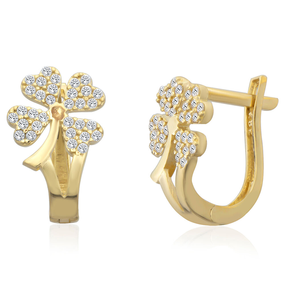 Taşlı Yonca Küpe - 0002093