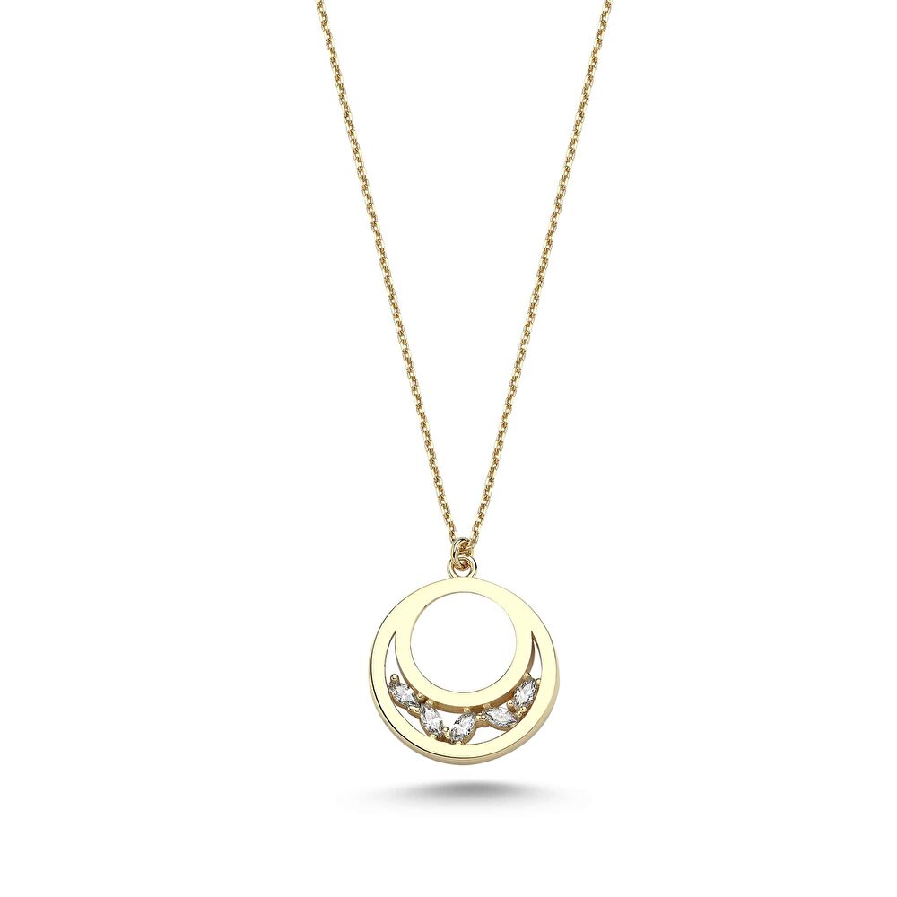 Taş Detaylı Altın Çember Kolye - 0002976