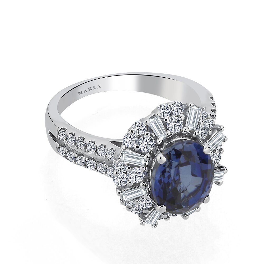 Pırlantalı Safir Yüzük 2.60 Karat