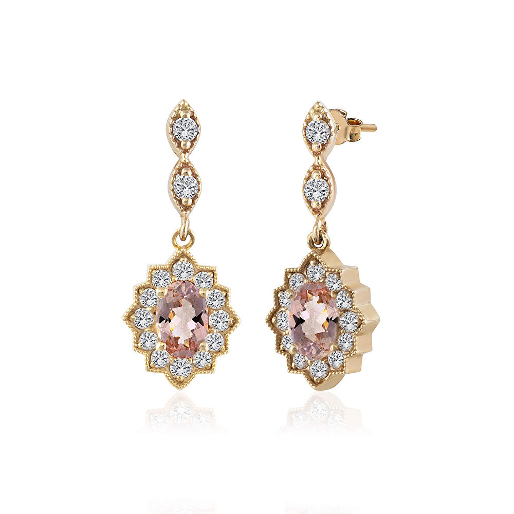 Pembe Safir  Pırlanta Küpe 0.50 Karat - 090622