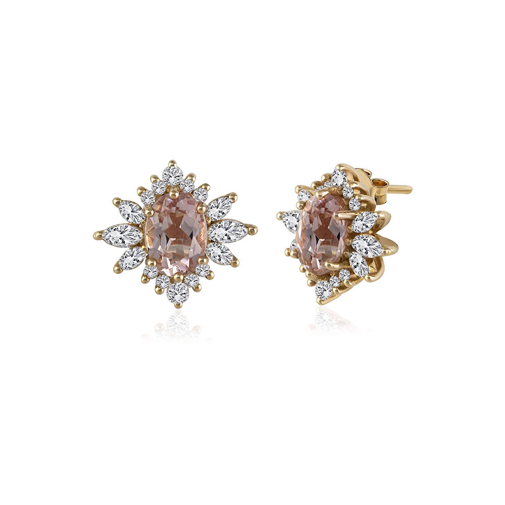 Pembe Safir  Pırlanta Küpe 0.80 Karat - 090624