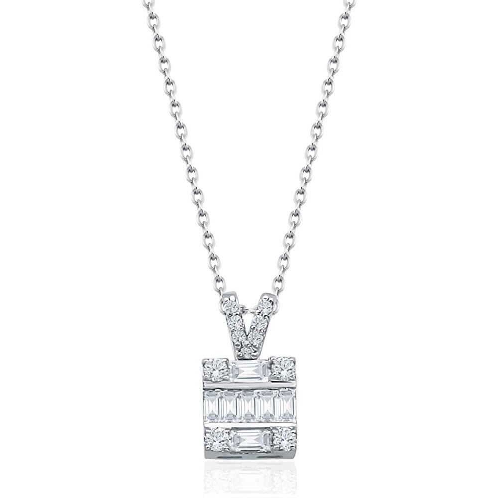Pırlanta Kare Baget Kolye 0.33 Ct - 05072023-091
