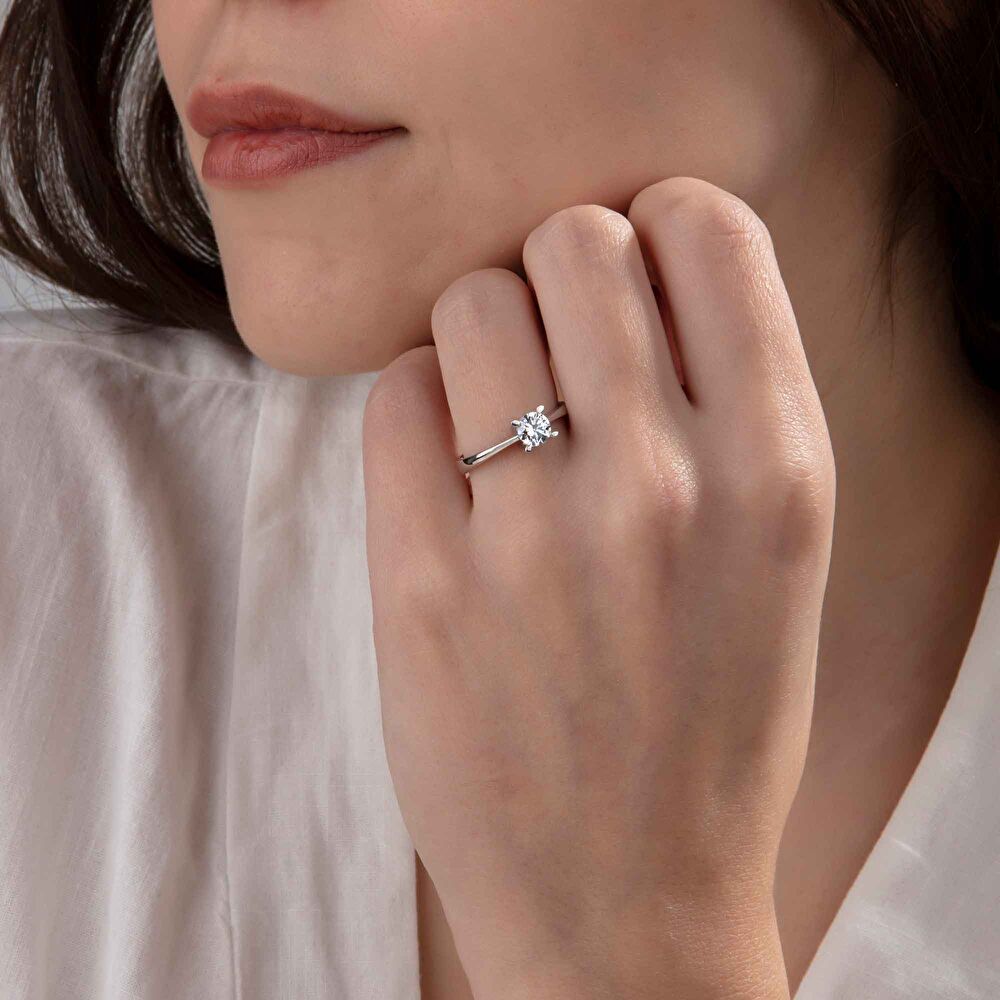 Pırlanta Badem Tırnak Tektaş Yüzük 0.30 CT - 0572023-232