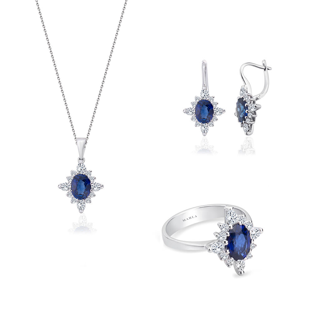 Pırlanta Safir Yüzük 0.0,35 ct - 0572023-321