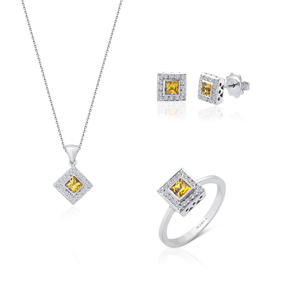 Sarı Safir Pırlanta Yüzük 0.15 ct - 0572023-368