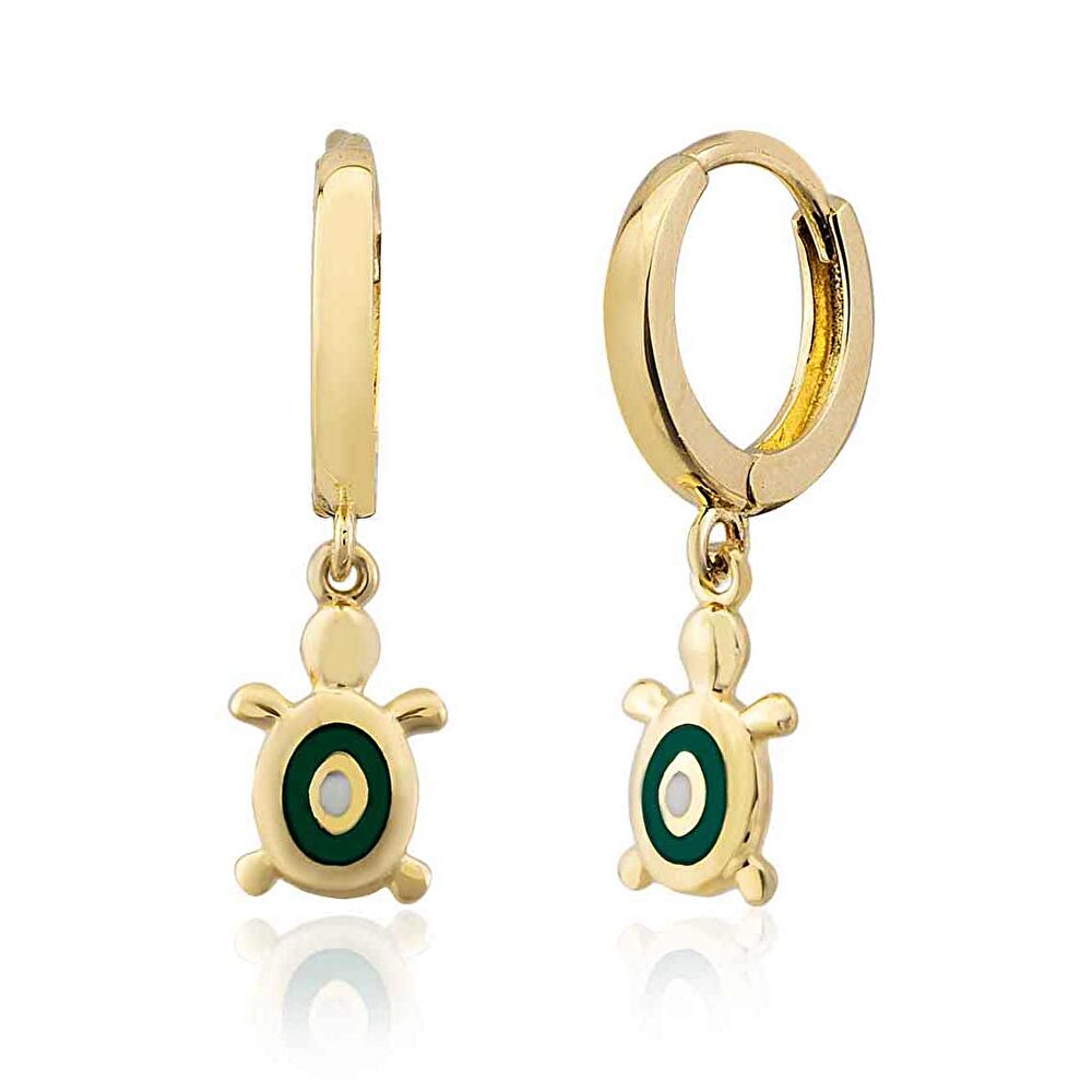 Kaplumbağa Cahrmlı Altın Küpe - 0040690