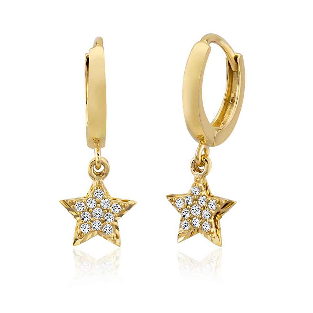 Altın Yıldızlı Charmlı Küpe - 0040692