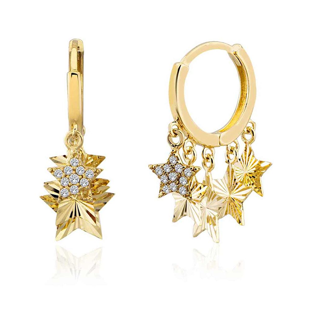 Yıldızlı Charmlı Altın Küpe - 0040693