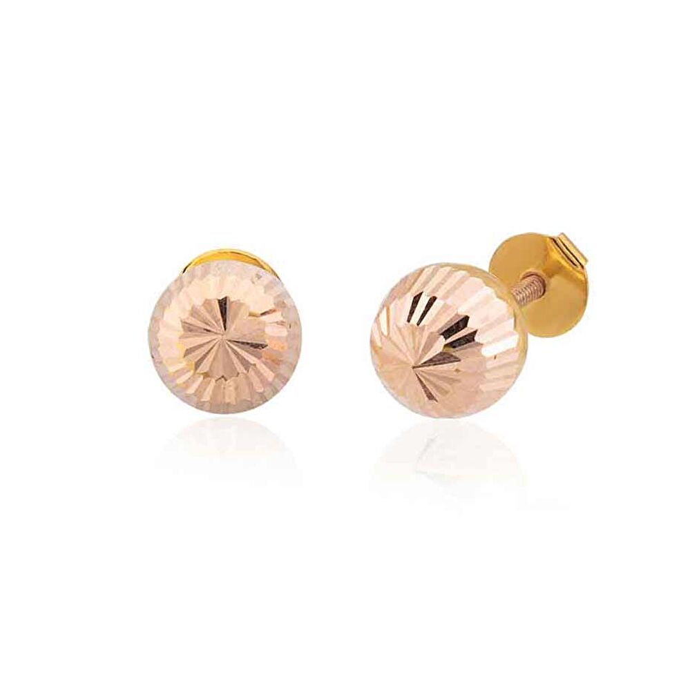 Rose Altın Kalemli Top Küpe 1 cm - 0040832