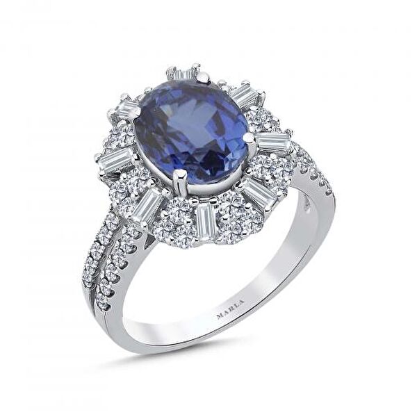 Pırlantalı Safir Yüzük 2.60 Karat