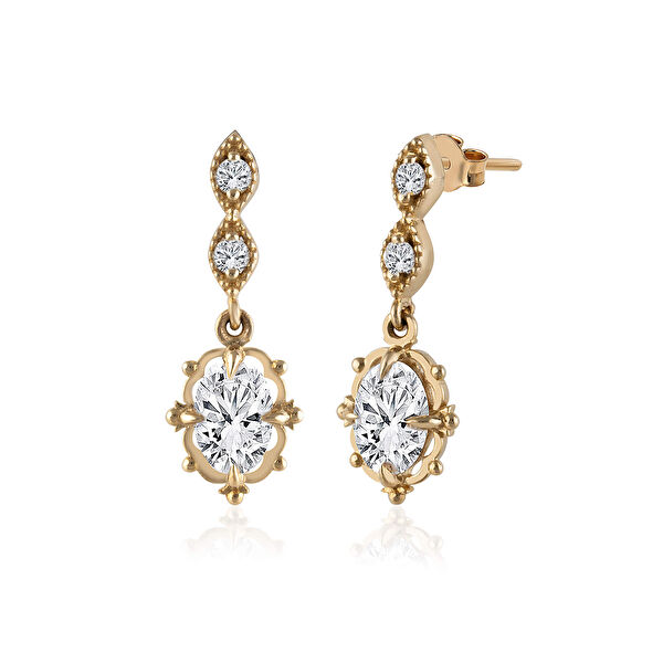 Pırlanta Oval Küpe 0.42 Karat