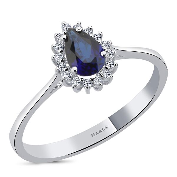 Safir Pırlanta Yüzük 0.50 Karat